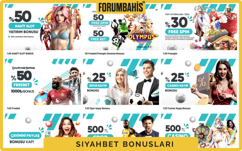Siyahbet bonuslar genel görünüm, tüm bonus listesi ve filtre etiketleri