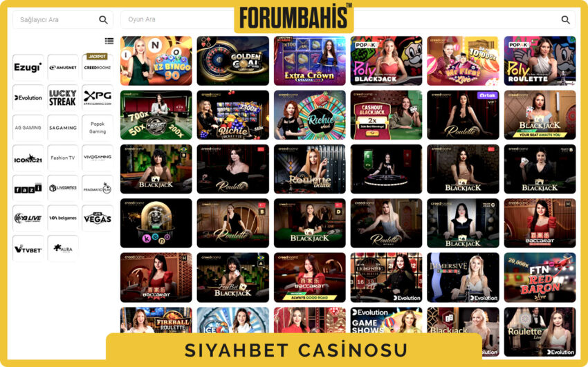 Siyahbet üst menüde casino sekmesi, spor ve canlı yanında