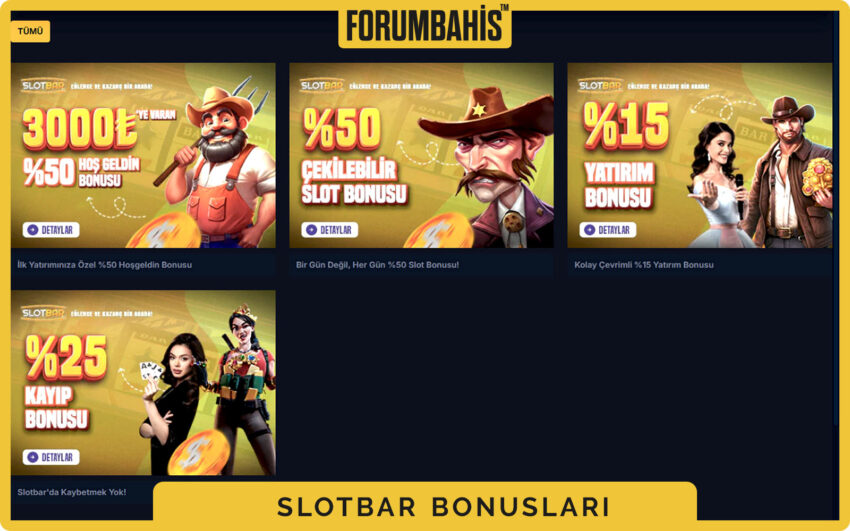 Slotbar bonuslar bölümü, yatırım bonus ve çevrim şartı etiketi