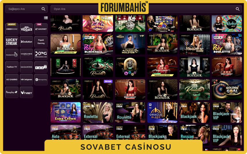 Sovabet casino mobil uyumlu görünüm, alt menü ve kısayollar