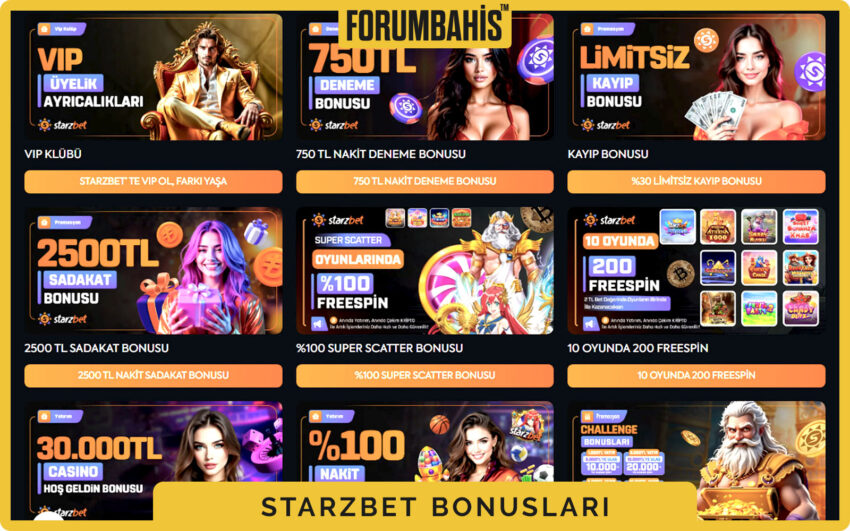 Starzbet bonuslar bölümü, yatırım bonus ve çevrim şartı etiketi