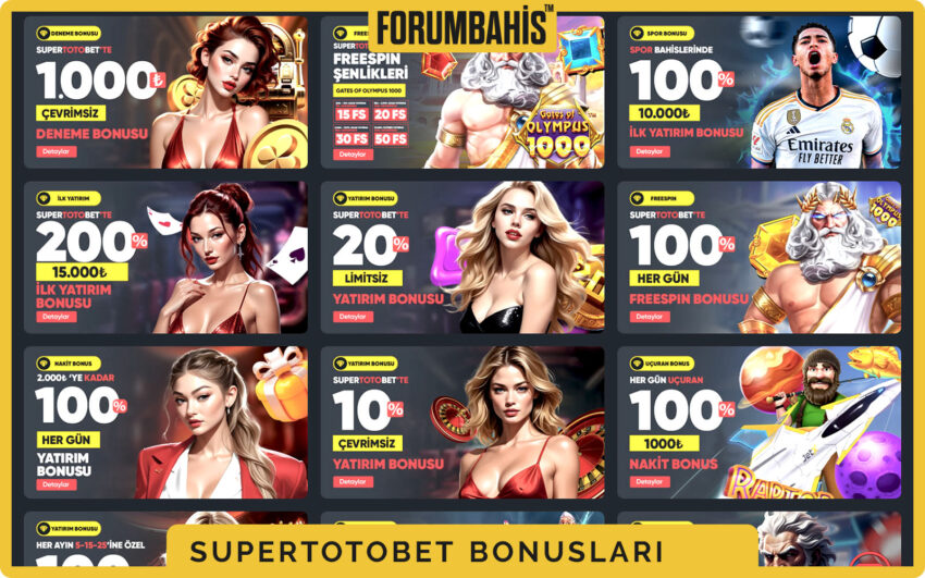 Supertotobet bonuslar bölümü, yatırım bonus ve çevrim şartı etiketi