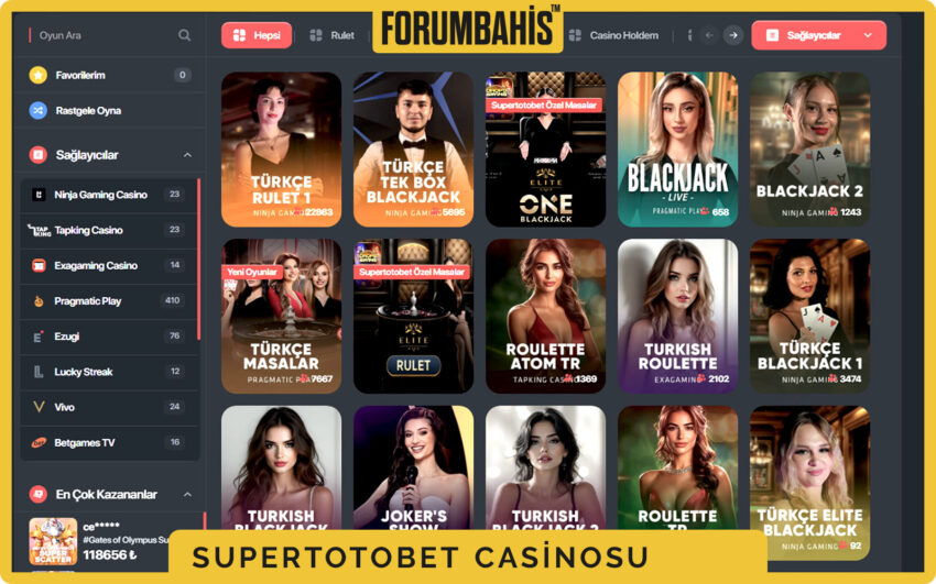 Supertotobet mobil canlı casino lobisi, masa listesi ve dil seçenekleri