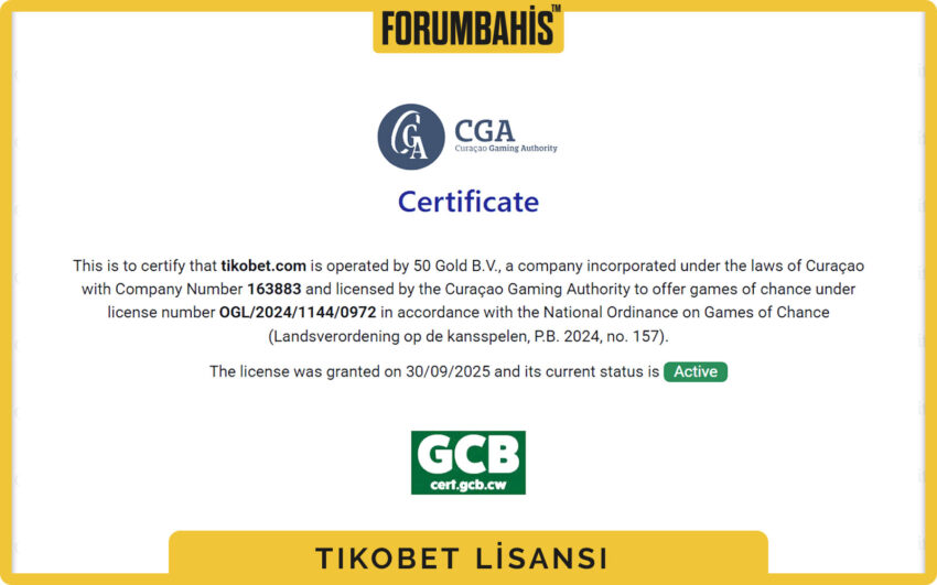 Tikobet lisans tablosu, lisans ülke bilgisi ve şirket kayıt linki