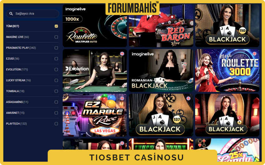 Tiosbet giriş sayfası, üst menüde Spor, Canlı, Casino sekmeleri ve giriş butonu