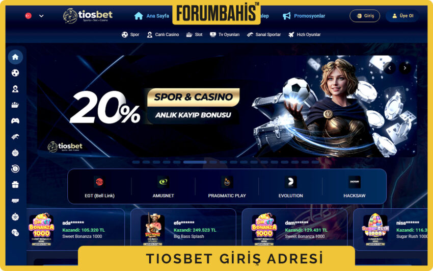 Tiosbet mobil genel görünüm, üstte logo altta hızlı giriş ve kupon kısayolu