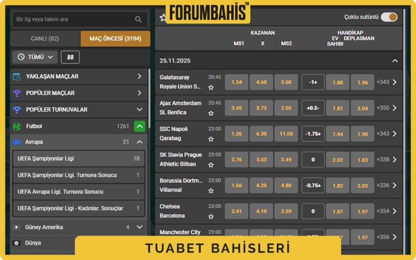 Tuabet mobil hızlı bahis modu, tek dokunuşla kupona ekleme