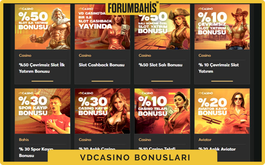 Vdcasino bonuslar genel görünüm, tüm bonus listesi ve filtre etiketleri