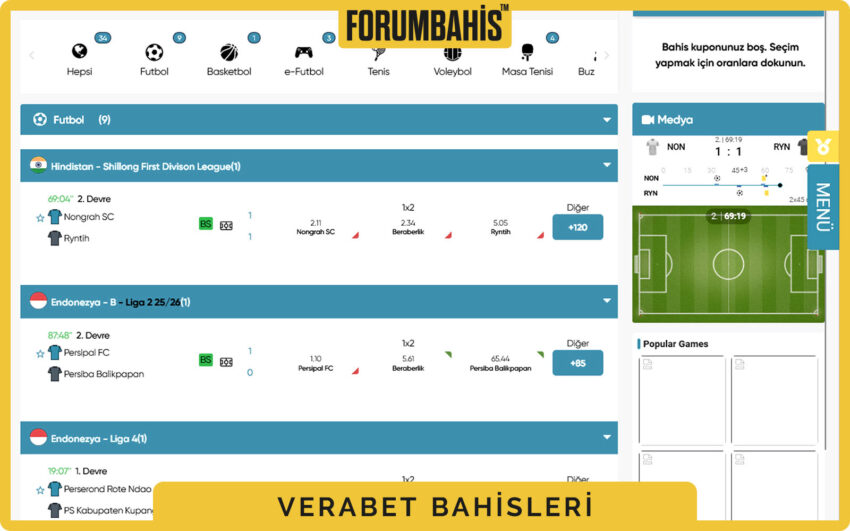 Verabet casino filtre paneli, volatilite ve RTP seçenekleri