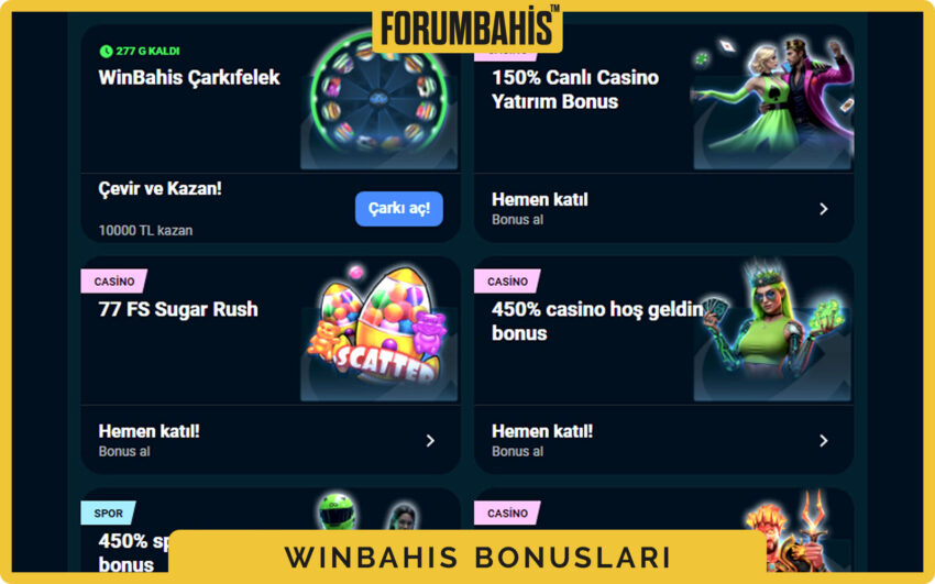 Winbahis bonuslar tablosu, çevrim katsayısı ve uygun oyunlar listeli bonus