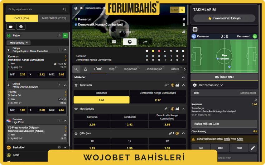 Wojobet iletişim formu, ad–mesaj alanları ve destek gönder butonu