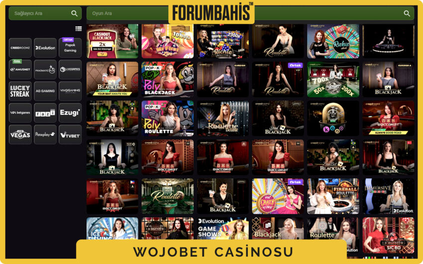 Wojobet casino baccarat lobisi, squeeze ve no commission seçenekleri