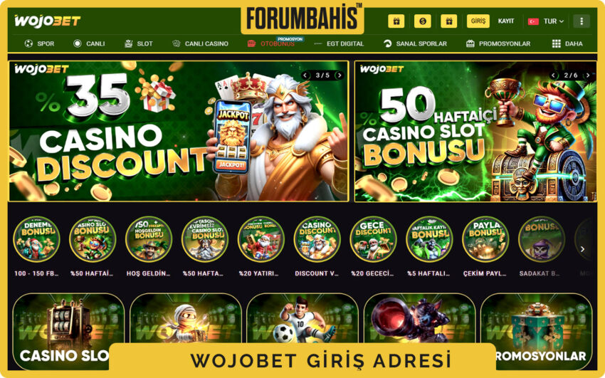 Wojobet giriş formu, kullanıcı adı ve şifre alanları, Şifremi Unuttum bağlantısı görünür