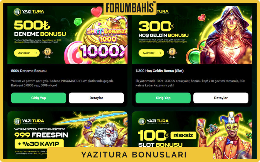 Yazitura bonuslar bölümü, yatırım bonus ve çevrim şartı etiketi